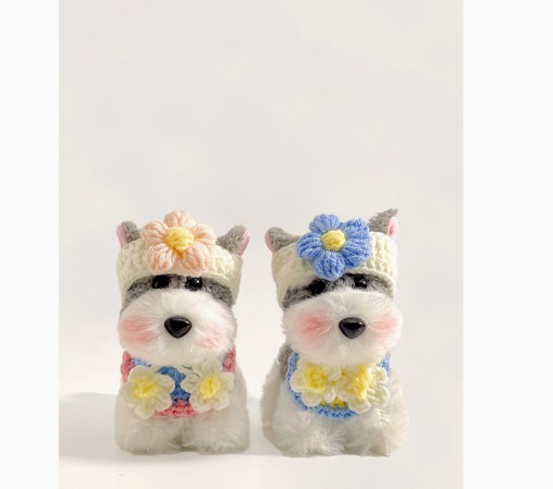 Cute Plush Puppy Schnauzer Doll And Bag Pendant