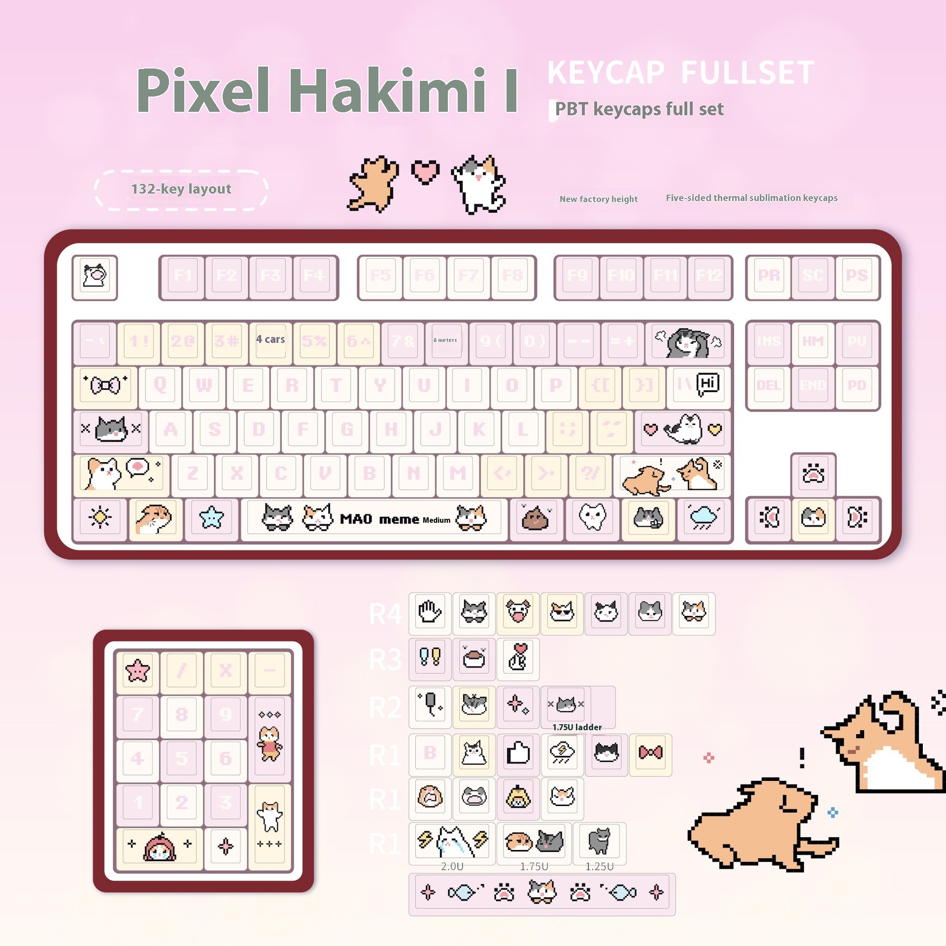 Theme Sublimation Pixel Hakimi Key Cap