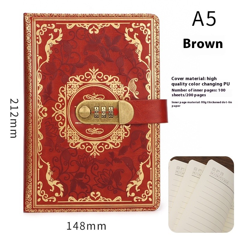 Thickened Creative A5 Password Diary With Lock