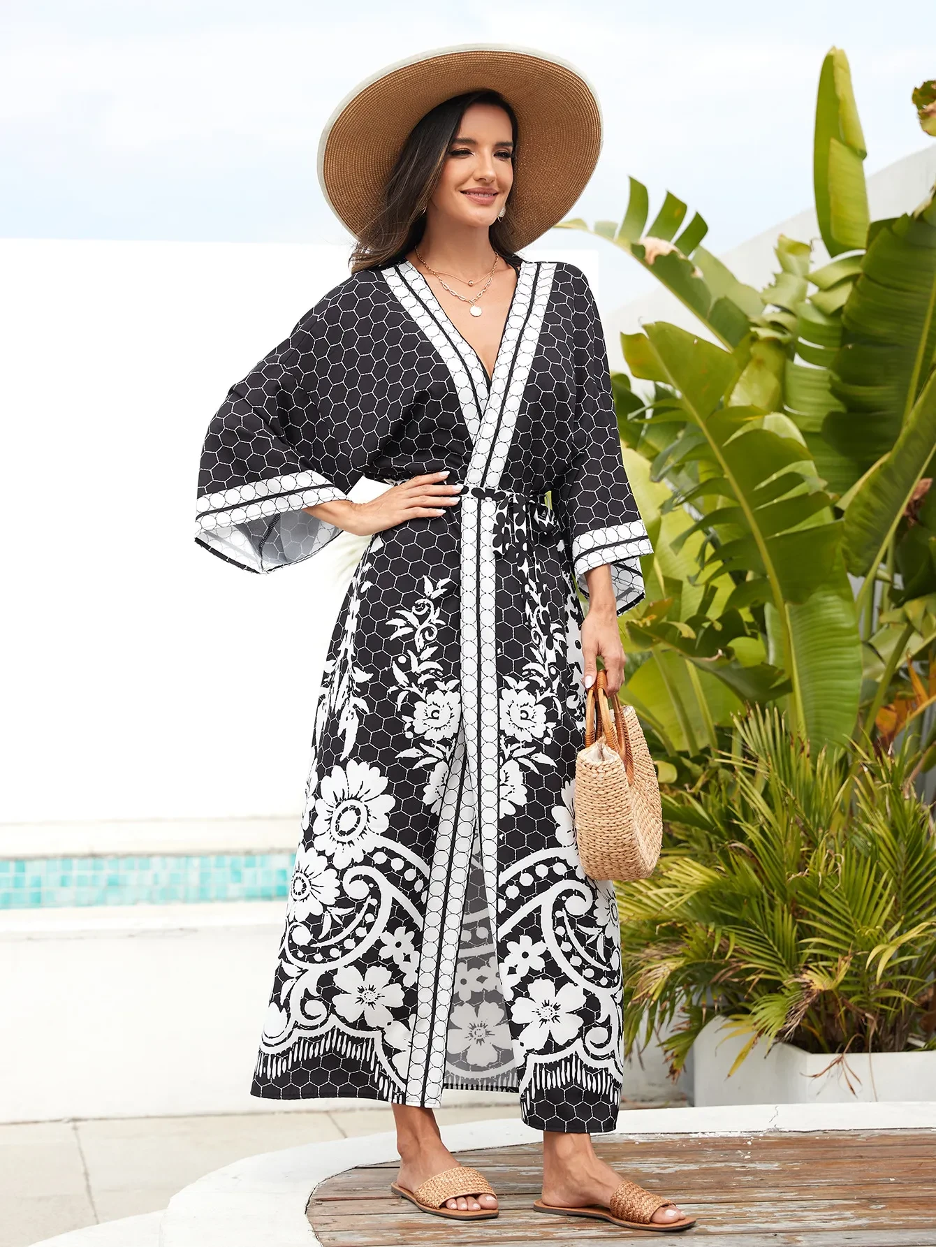 Black Kimono Dress Short