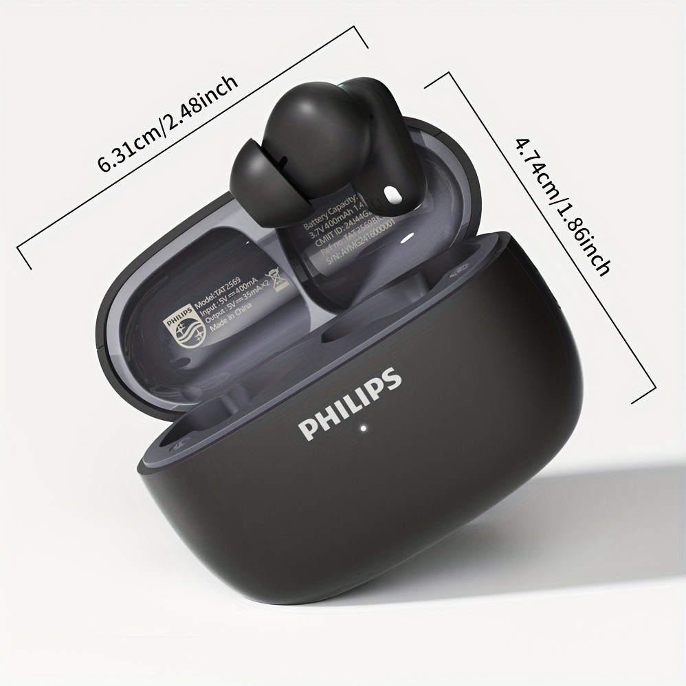 Philips BT5.4 In-Ear Earphones with Wireless Charging Case  24-Hour Playtime, Game Modes, Built-in Mic, Touch Control