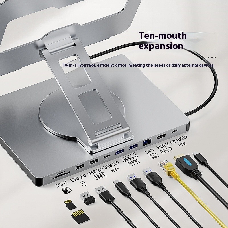 Type-c Extended Rotating Folding Laptop Stand