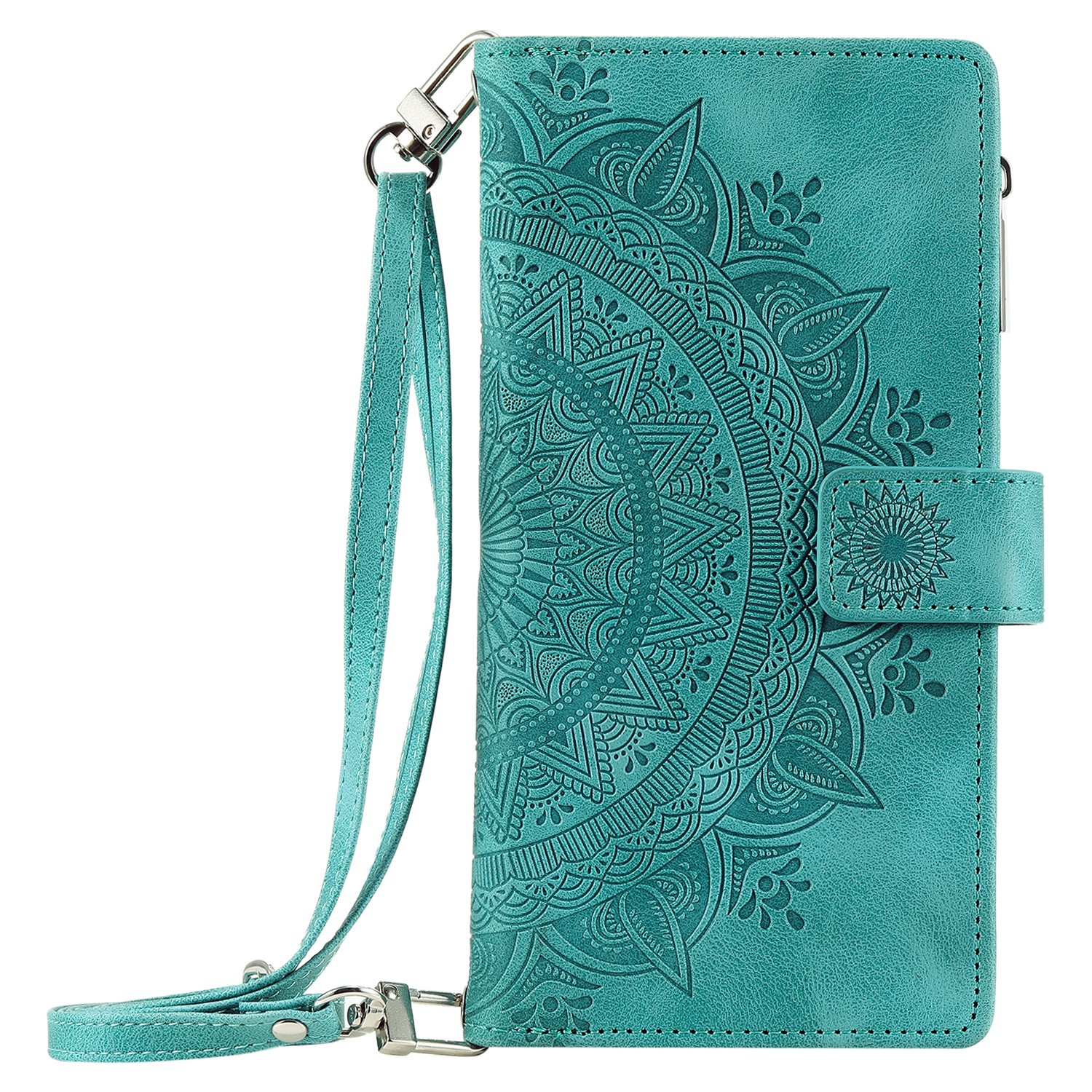 Multi-card Embossed Totem Leather Card Zipper Bag Phone Case
