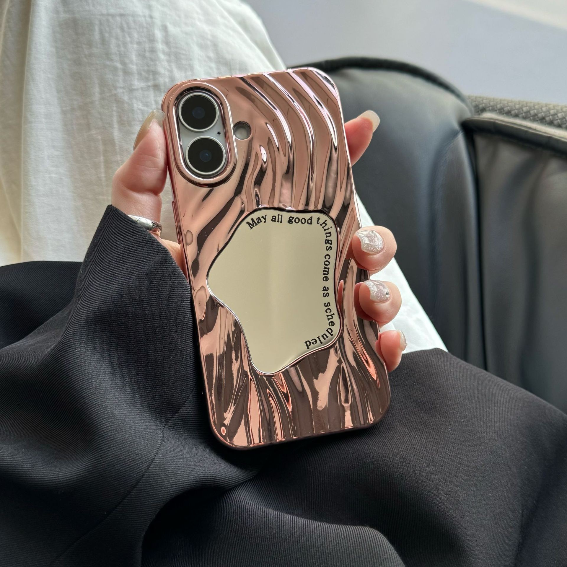 Electroplating Wave Pattern Mirror Phone Case Advanced Sense
