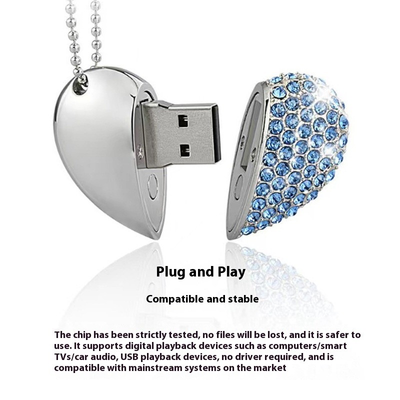 Fashion Personality Brick-inlaid Heart-shaped U Disk