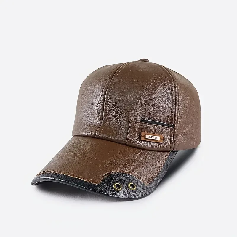 Fashionable Faux Leather Adjustable Baseball Cap
