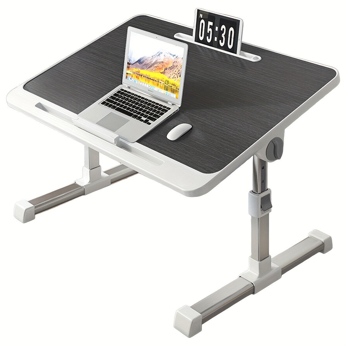Adjustable Foldable Laptop Bed Table 60x40cm, Aluminum Alloy, Dual-Level Height Adjustment