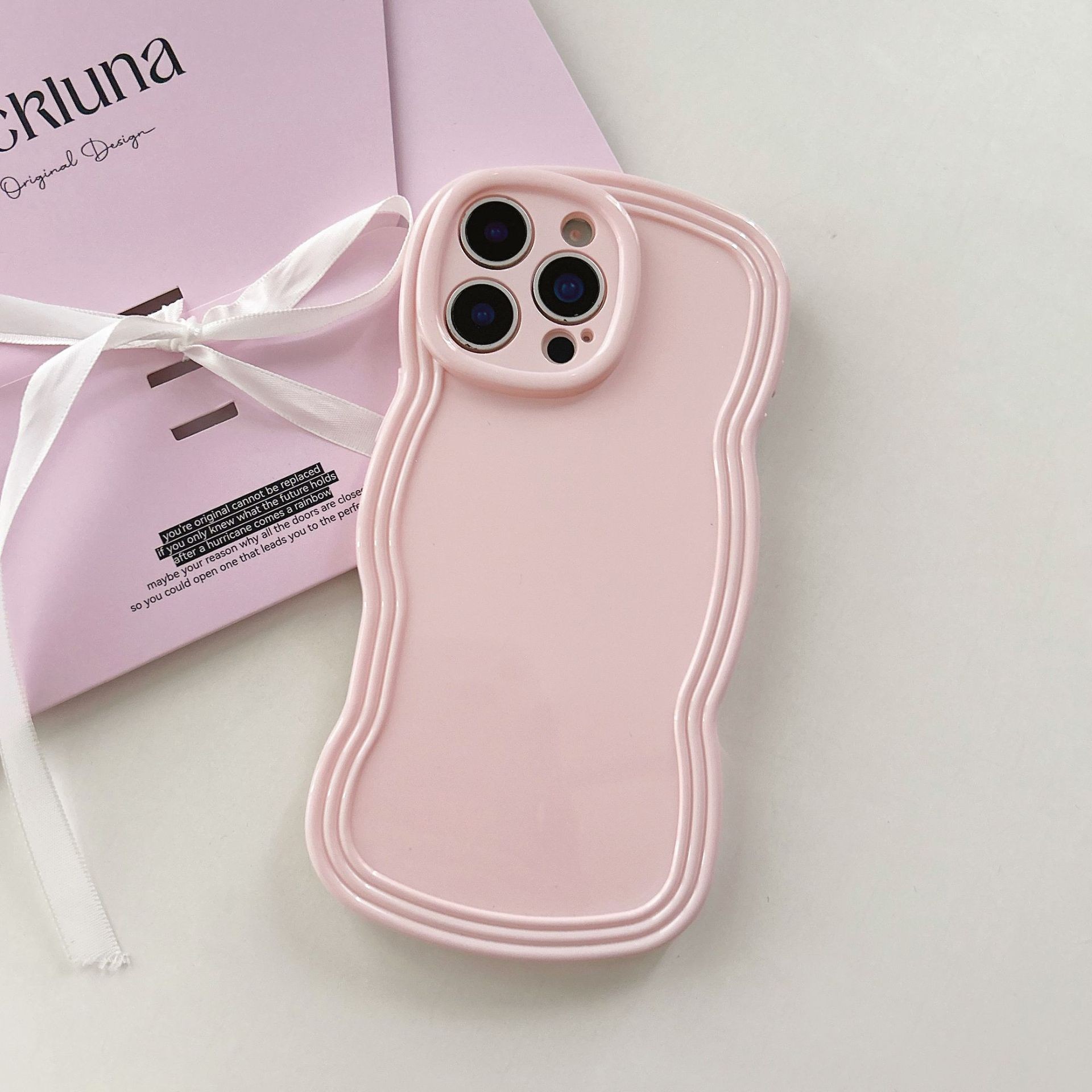 Simple Cream Candy Color Wave Phone Case