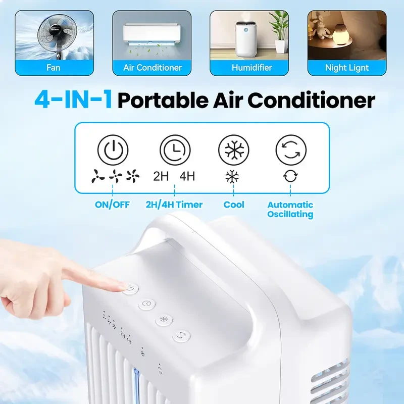 Portable USB Air Conditioner & Fan with 7-Color Night Light