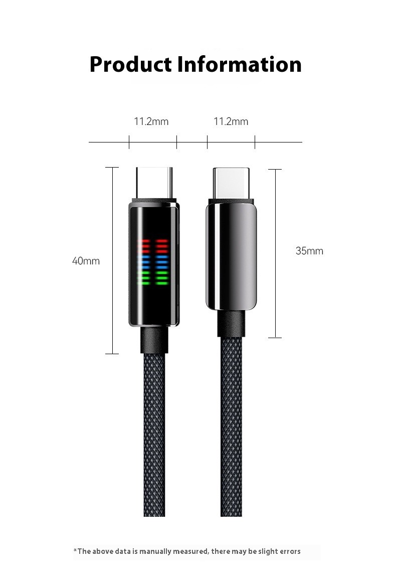 240W Super Fast Charge Type-C Horse Running Light Display Charging Cable