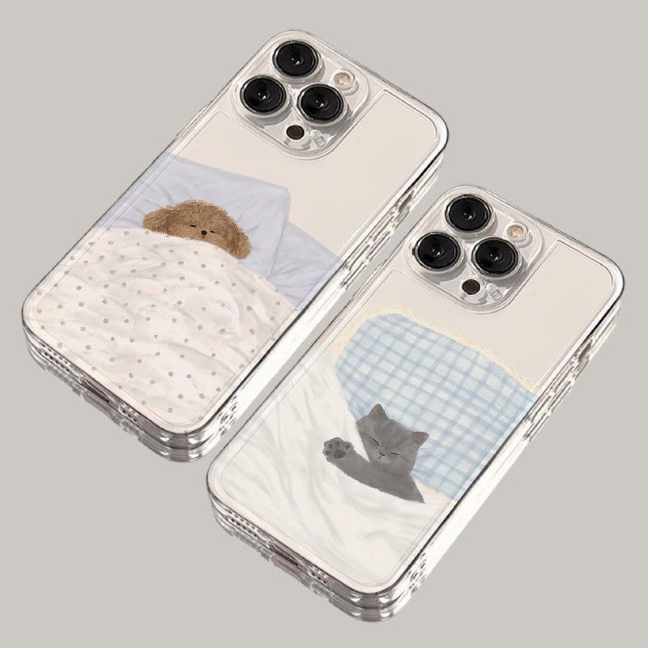 Cat Puppy Pattern For Lovers Transparent Phone Case