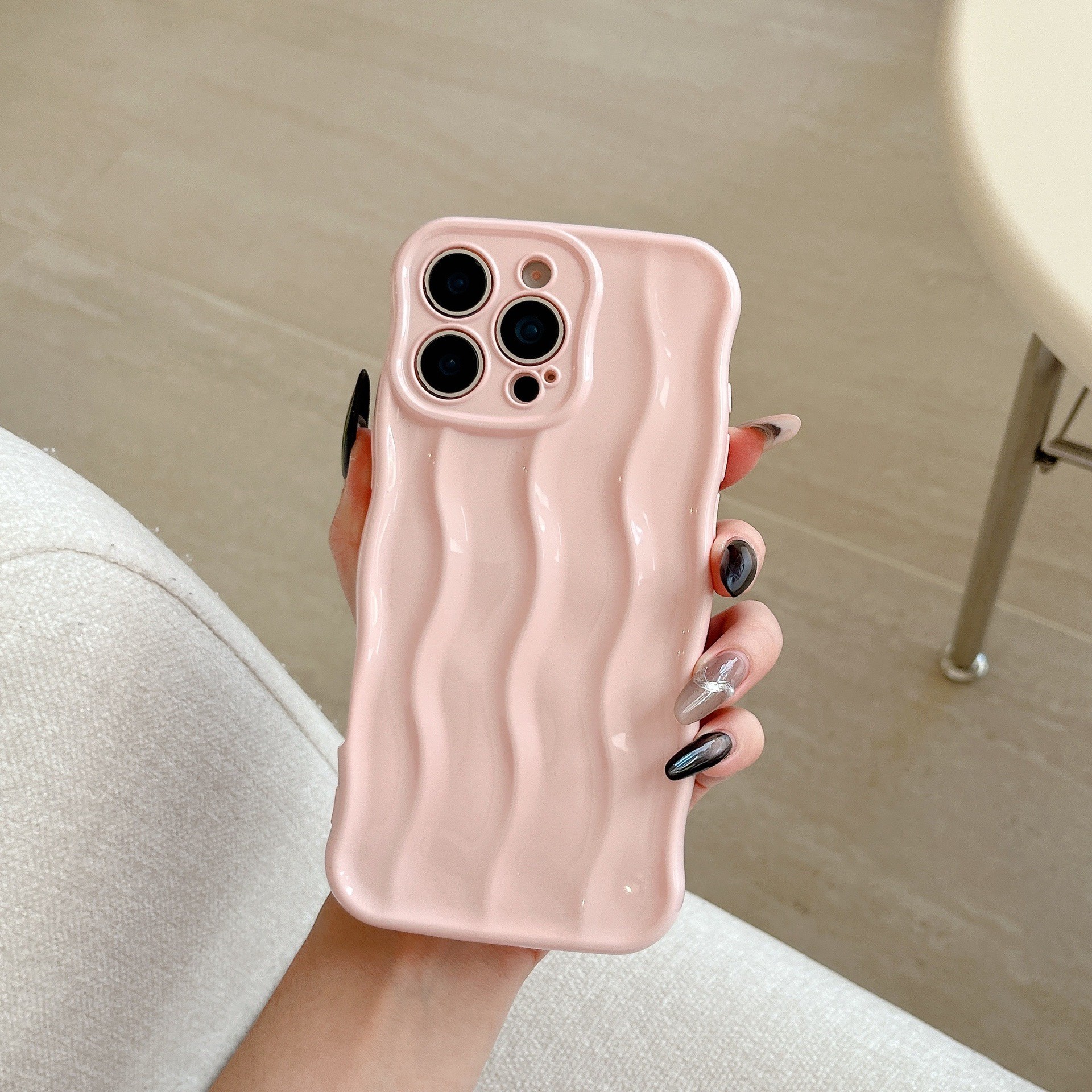 High-grade Wave Stripes Phone Case Solid Color Simple