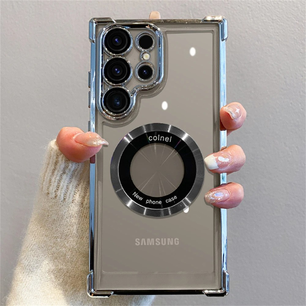 Phone Case Magnetic Suction Airbag Electroplating Transparent