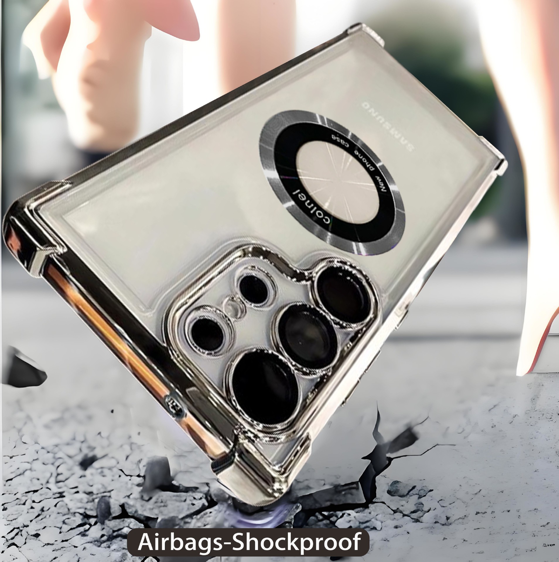 Phone Case Magnetic Suction Airbag Electroplating Transparent