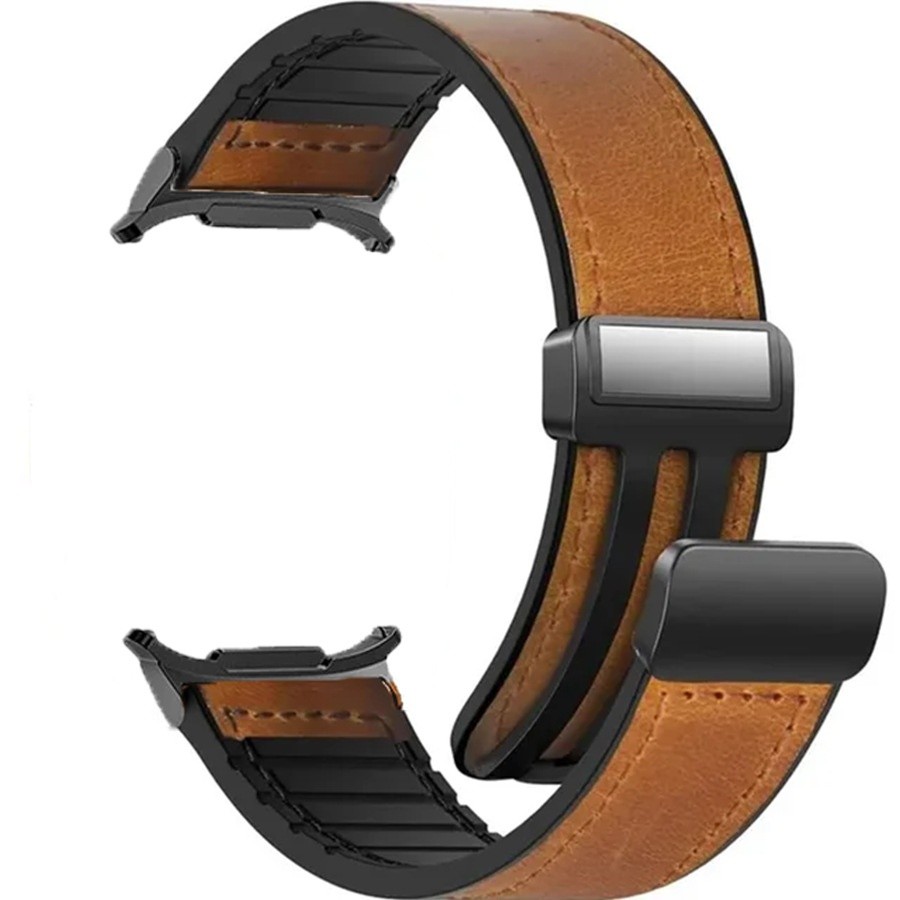 Galaxy Watch Magnetic Snap Strap Men's Silicone Leather