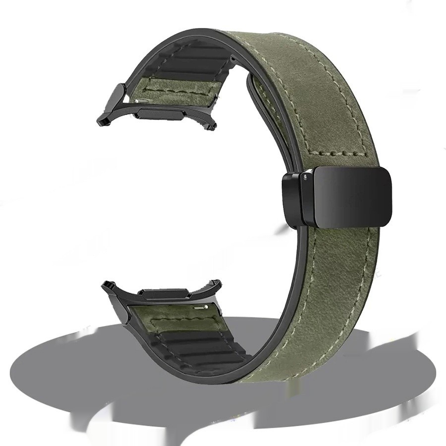 Galaxy Watch Magnetic Snap Strap Men's Silicone Leather