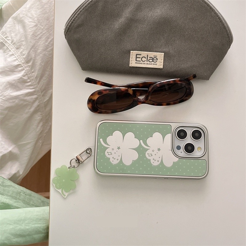 Korean Summer Lucky Four-leaf Clover Mirror Phone Case 16promax