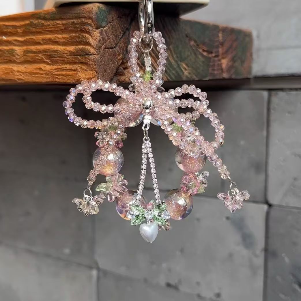 New Sweet Bow Beaded Mobile Phone Charm Hanging