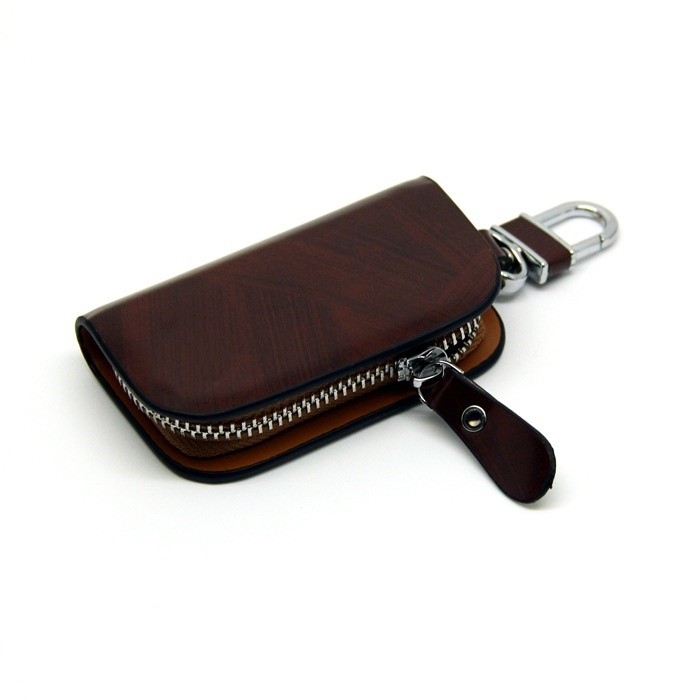 Fashion Zipper Vgenuine Leather Car Key Case