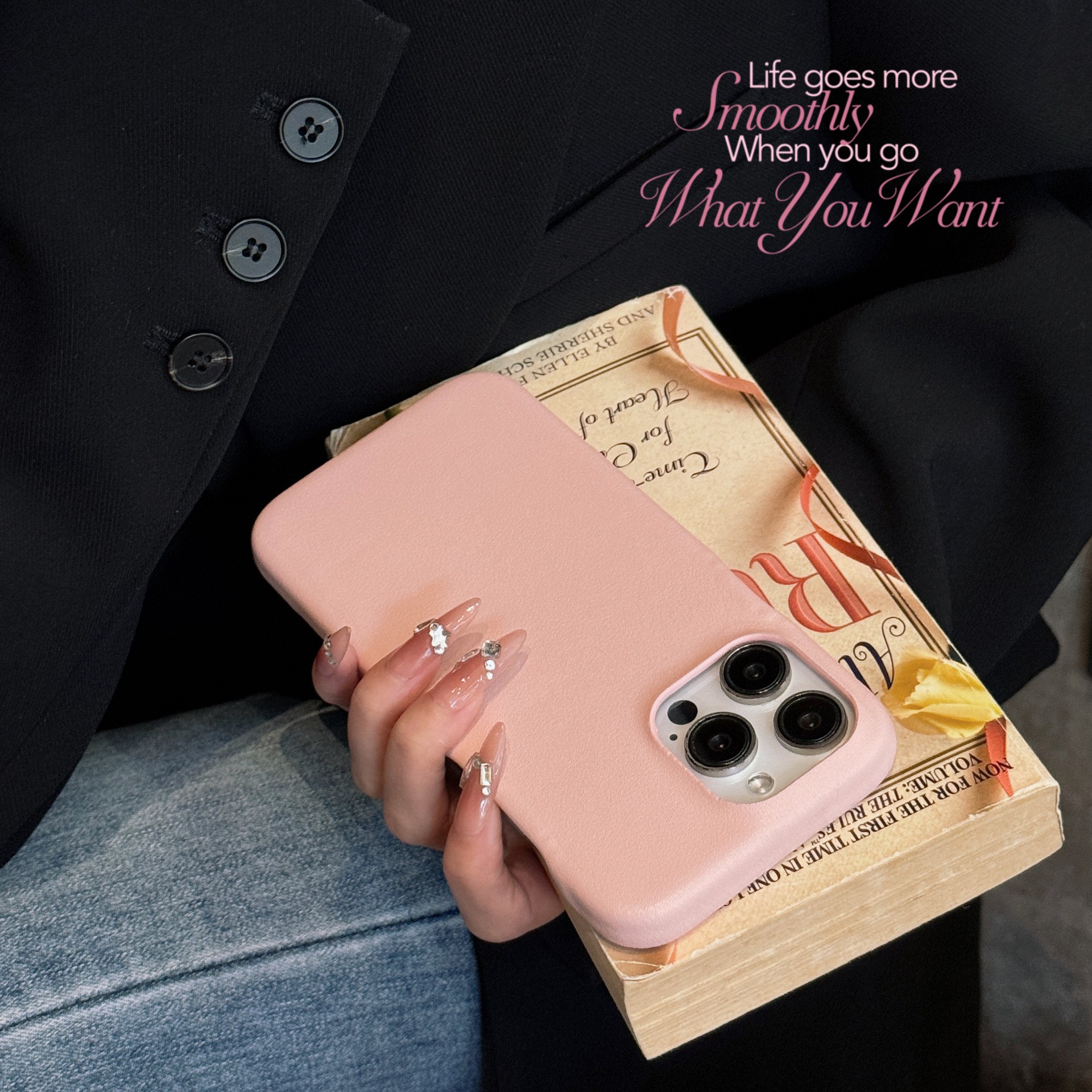 Retro Leather Solid Color Phone Case