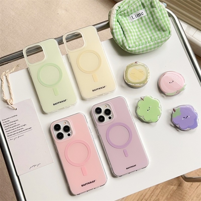 Simple Solid Color Fruit Magnetic Bracket Phone Case