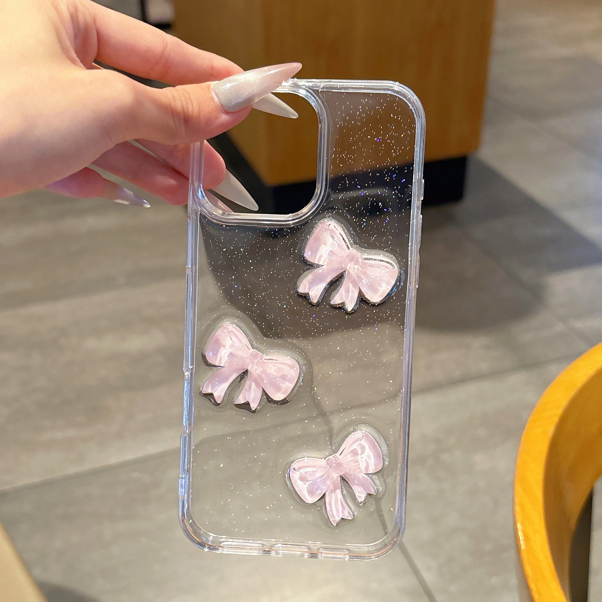 Bow Knot Epoxy Transparent Phone Case Drop-resistant