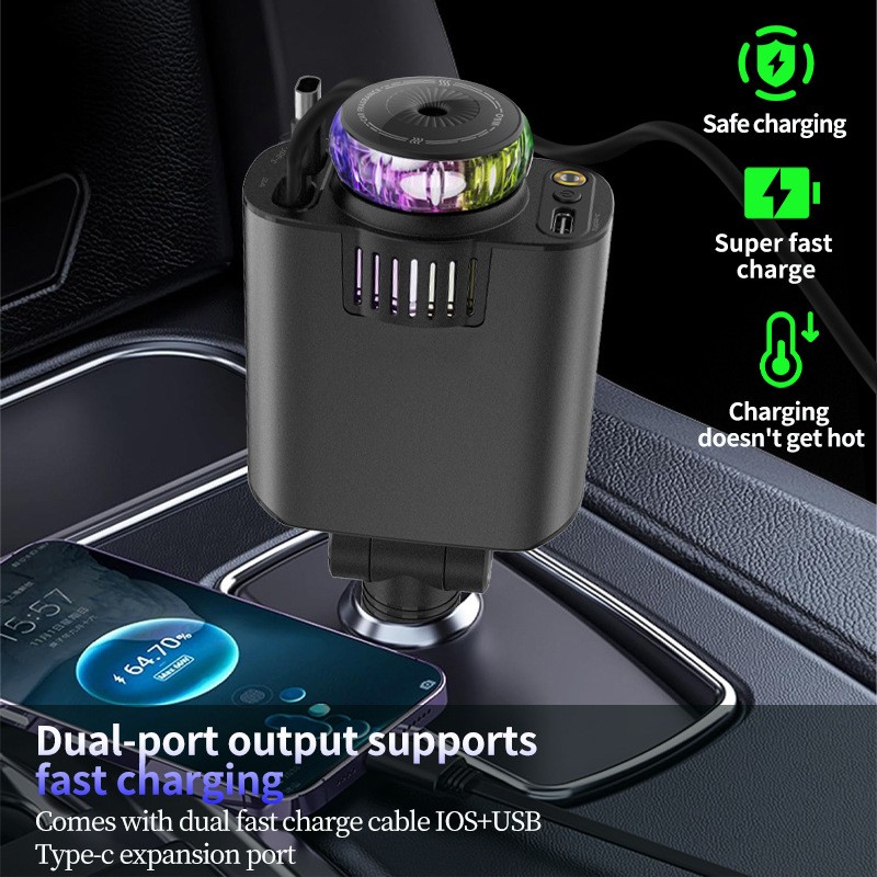 Multifunctional Purple Light Car Phone Charger
