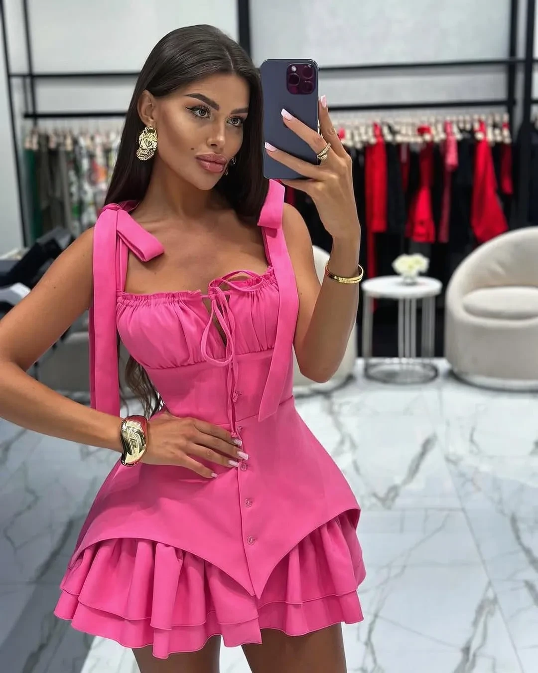 Pink Tie Strap Dress