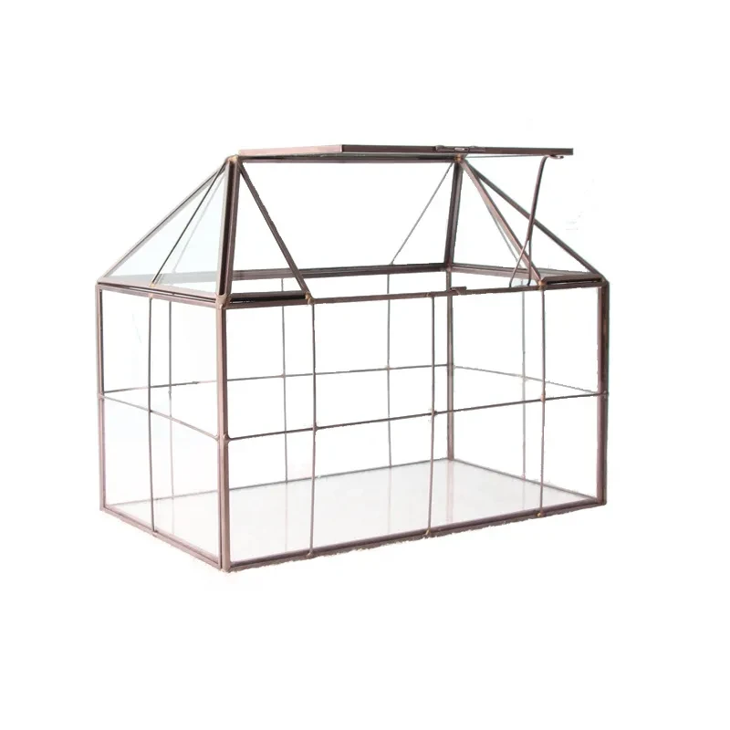 Grid House Shape Flip Geometry Glass Flowerpot