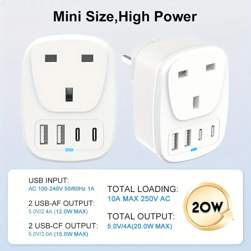 European Travel Adapter - 2 USB Type-C
