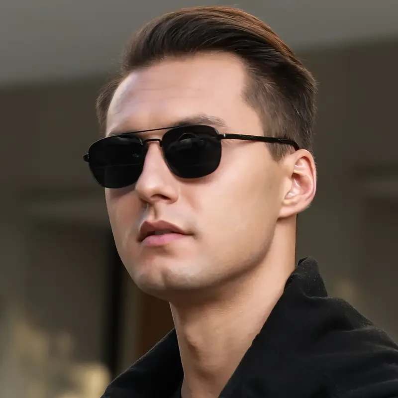 Men's Metal Square Double Beam Glasses - Elegant and Fashionable