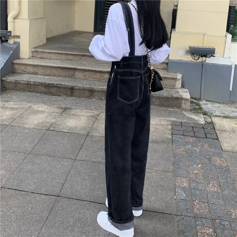 Womens Black Bib Overalls