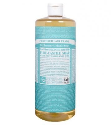 Dr. Bronners Magic Soaps Unscented Baby-Mild Pure-Castile Soap  32oz. Bottle