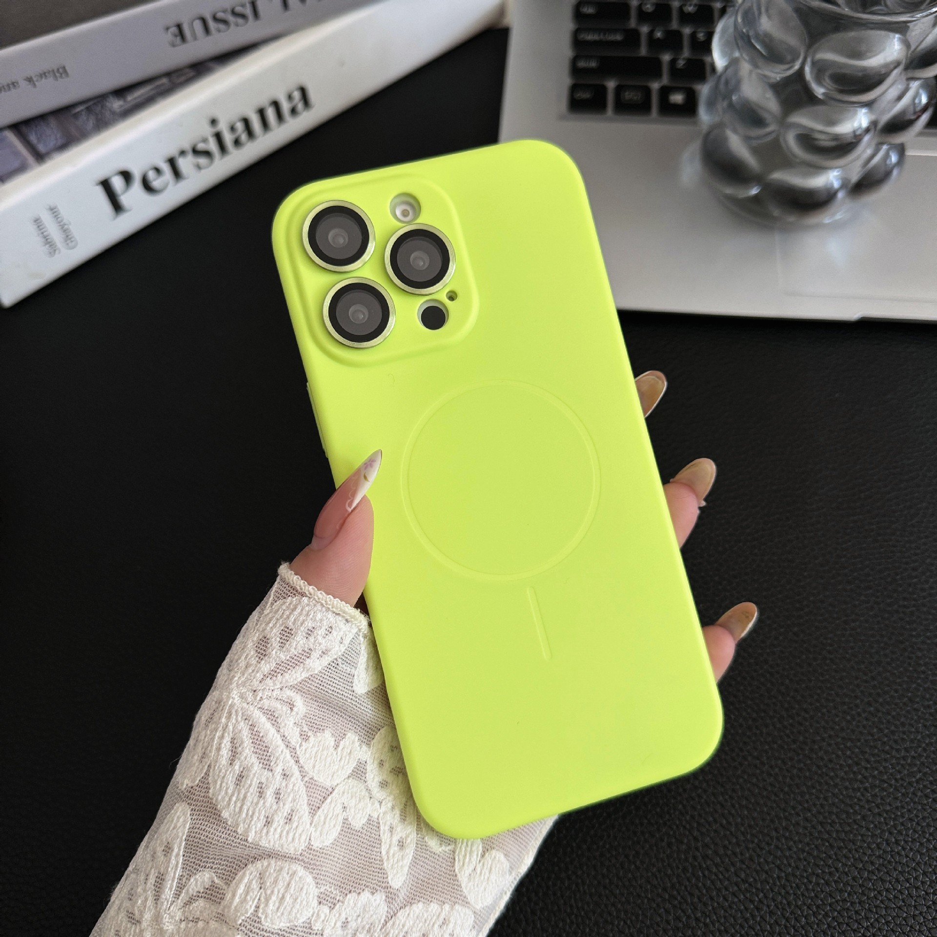 Solid Color Liquid Silicone Magnetic Phone Case