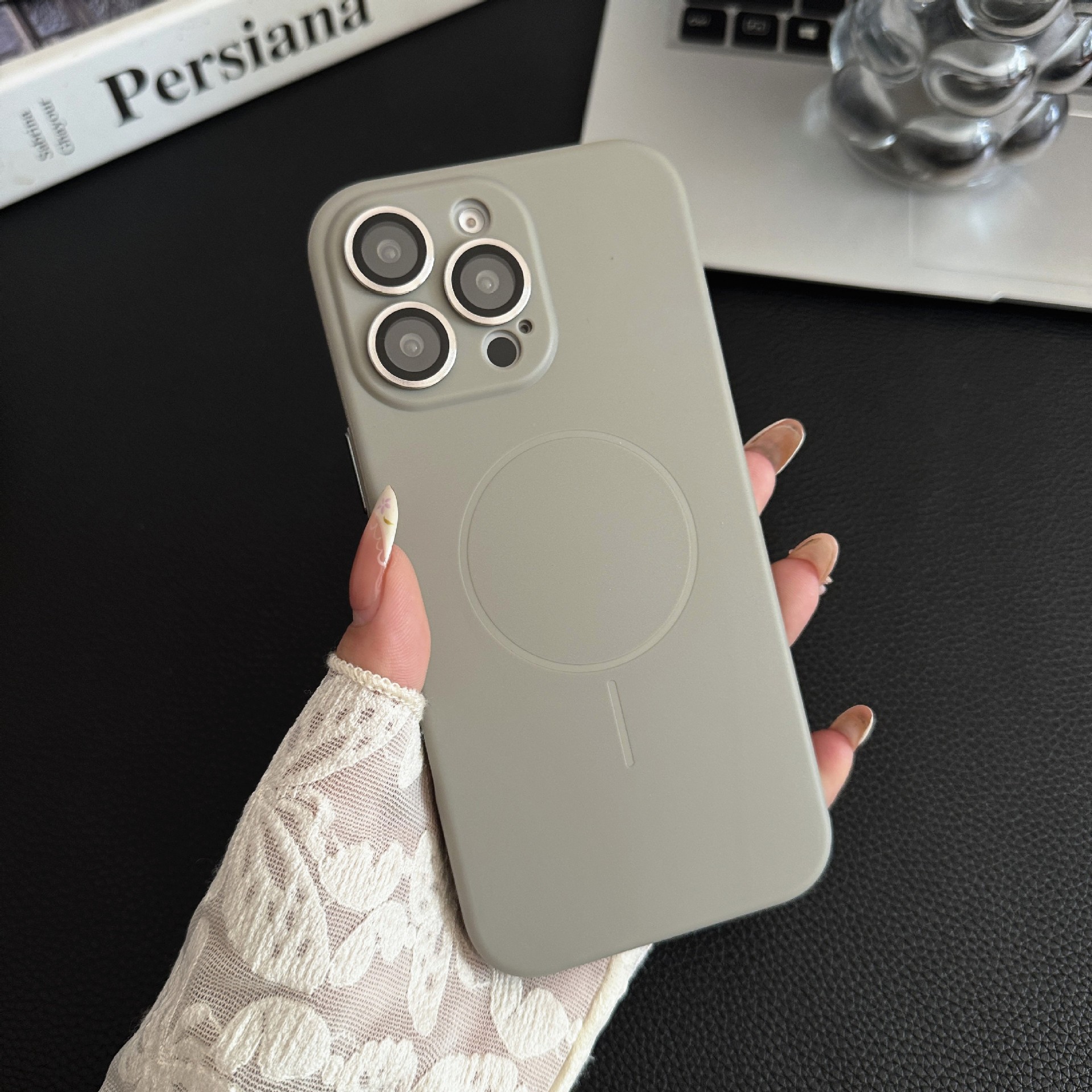 Solid Color Liquid Silicone Magnetic Phone Case