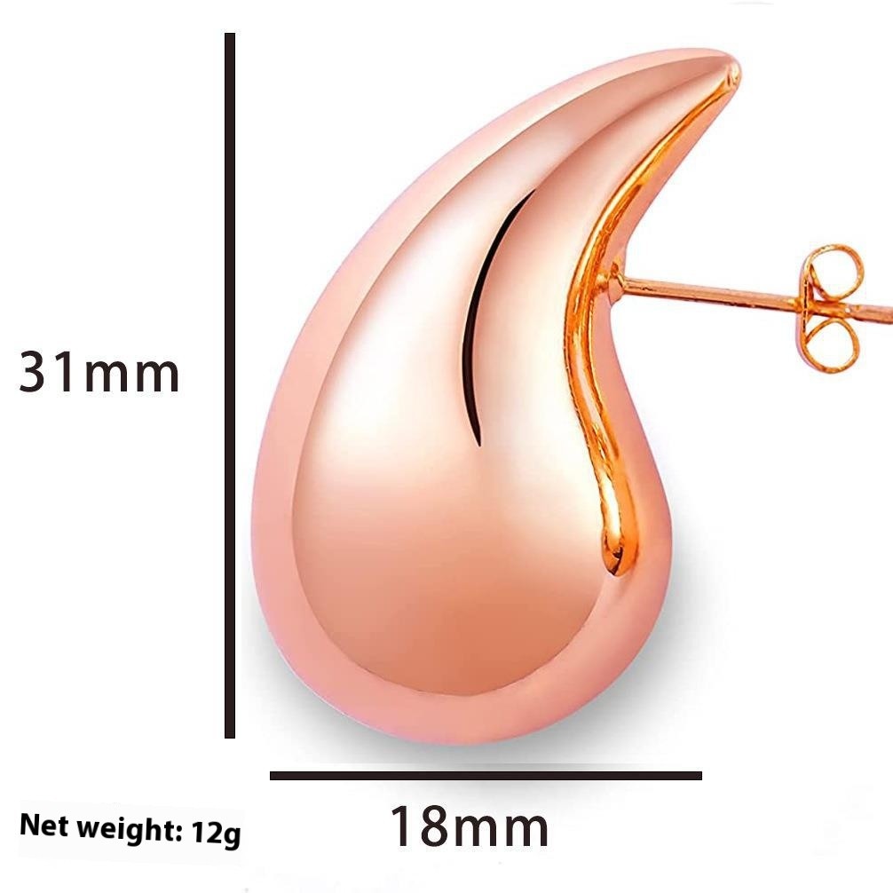 European And American Stainless Steel Hollow Affordable Luxury Style Water Drop Earrings Women