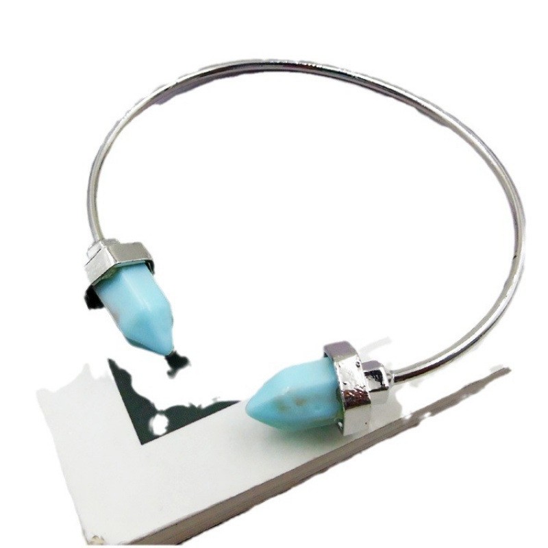 Fashion Simple Bullet Marbling Turquoise Open-ended Bracelet