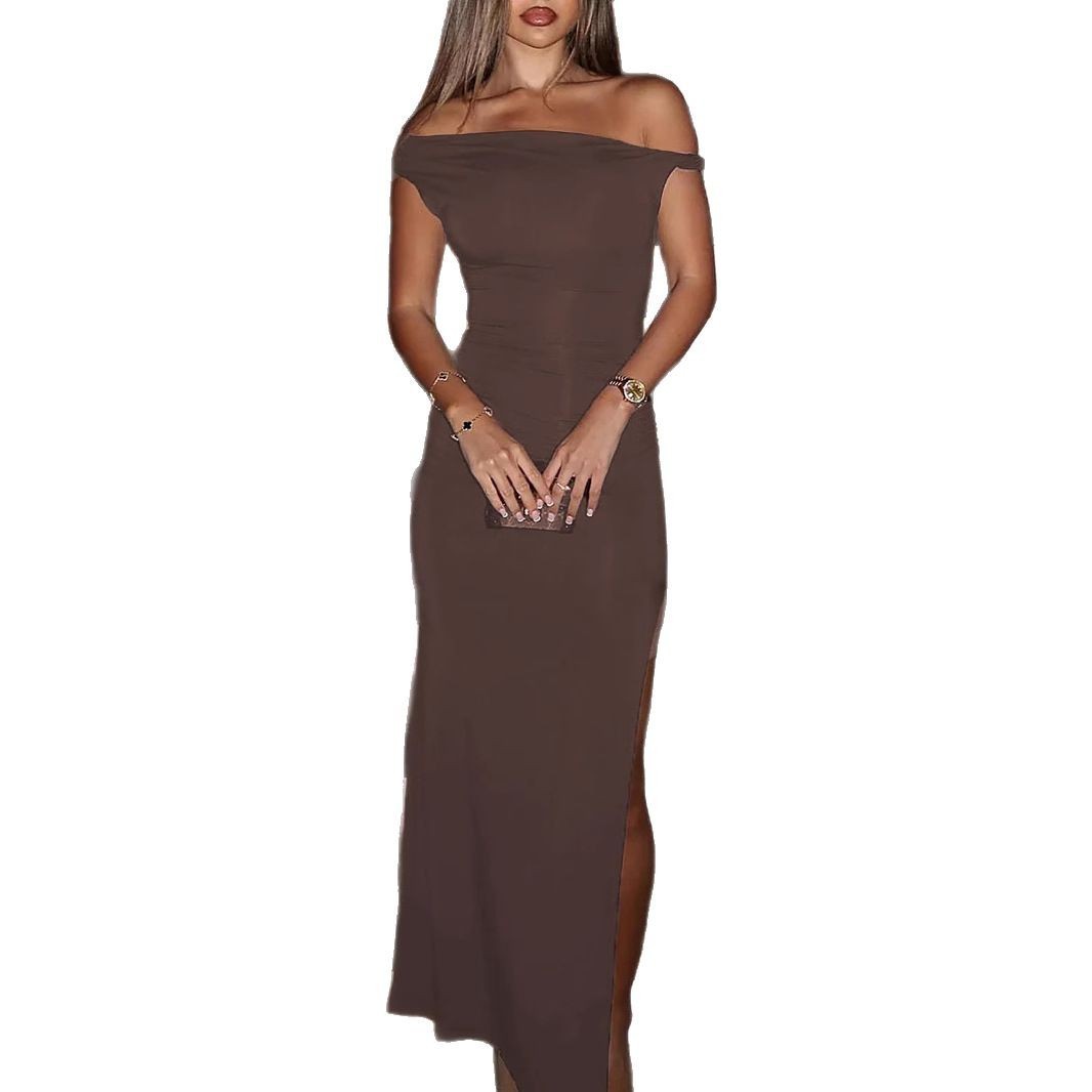 New One-shoulder Diagonal Collar Dress Sleeveless Lace-up