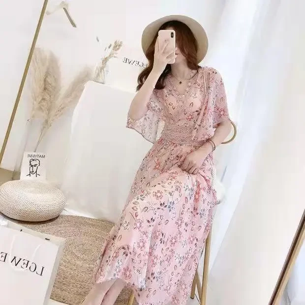 Floral Chiffon Midi Dress