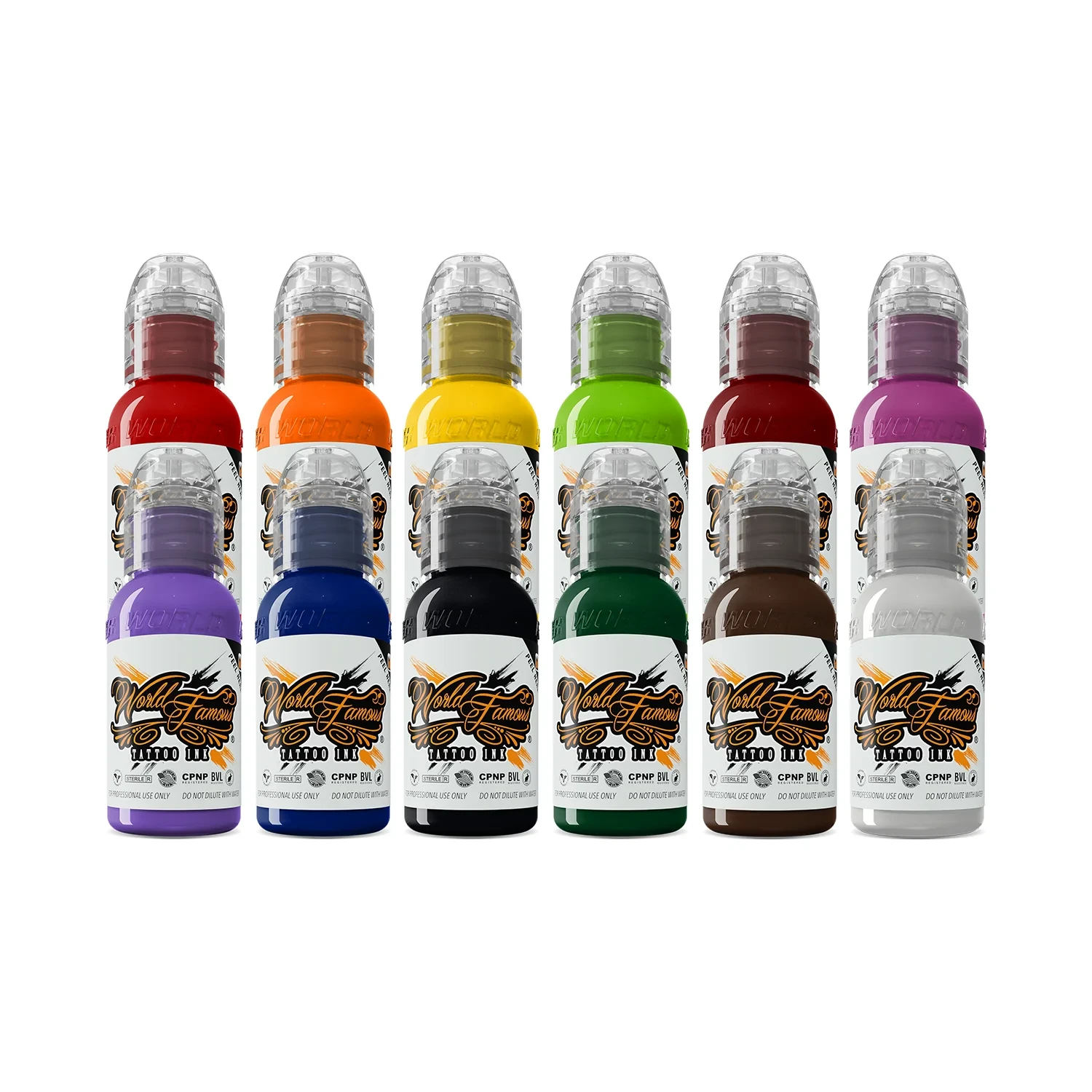 12 Color Primary Set #1  World Famous Tattoo Ink  1oz