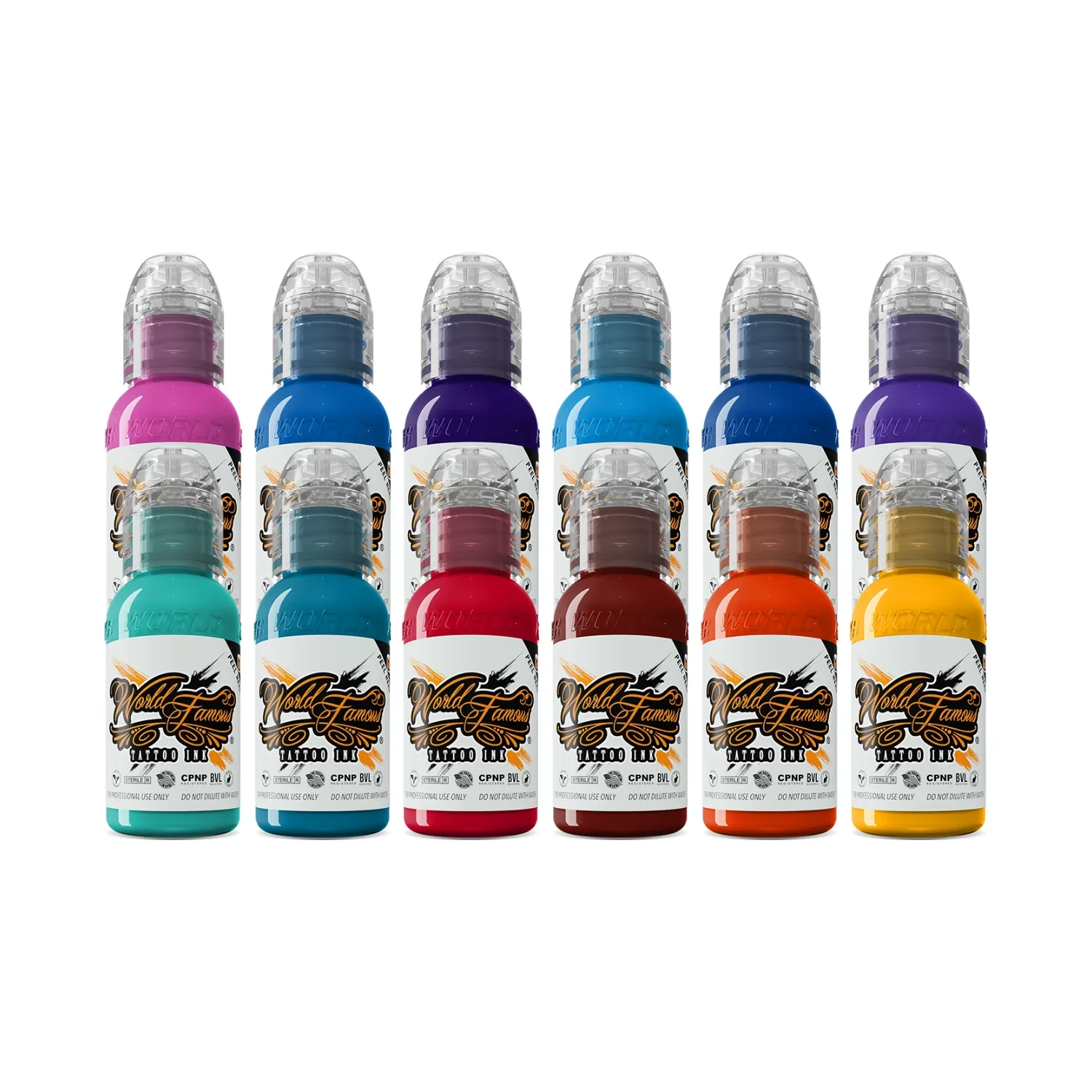 12 Color Primary Set #2  World Famous Tattoo Ink  1oz