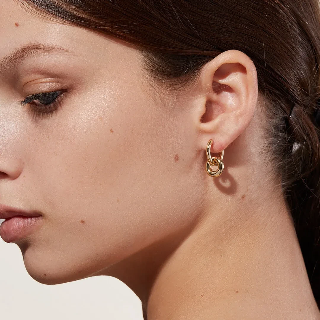 Small Gold Tube Hoop Earrings