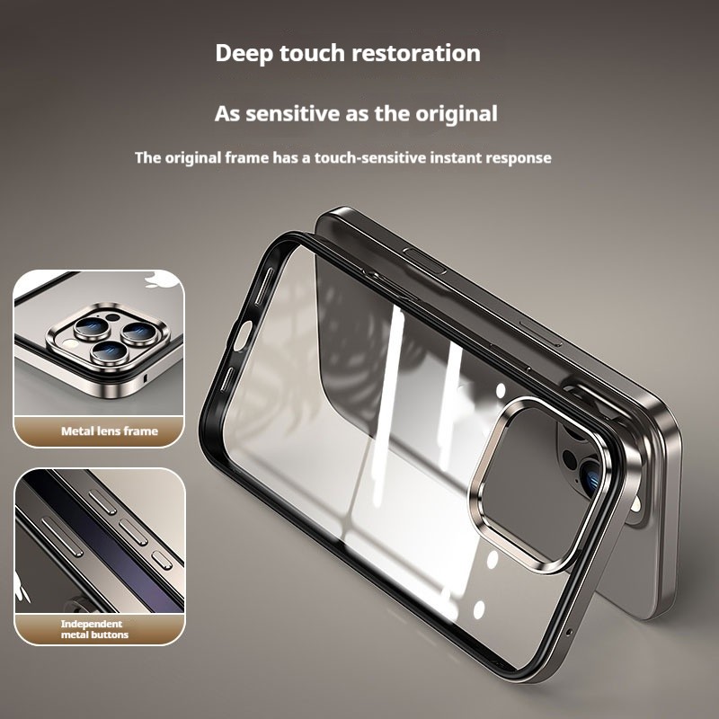 Metal Border Shell HD Transparent Flexible Glue Heat Dissipation Drop-resistant All-inclusive Shell Phone Case