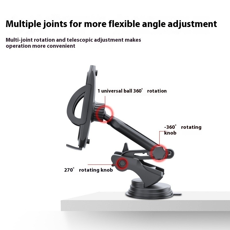 Car Mobile Phone Bracket Sucker Double Rod Rotating Telescopic Arm