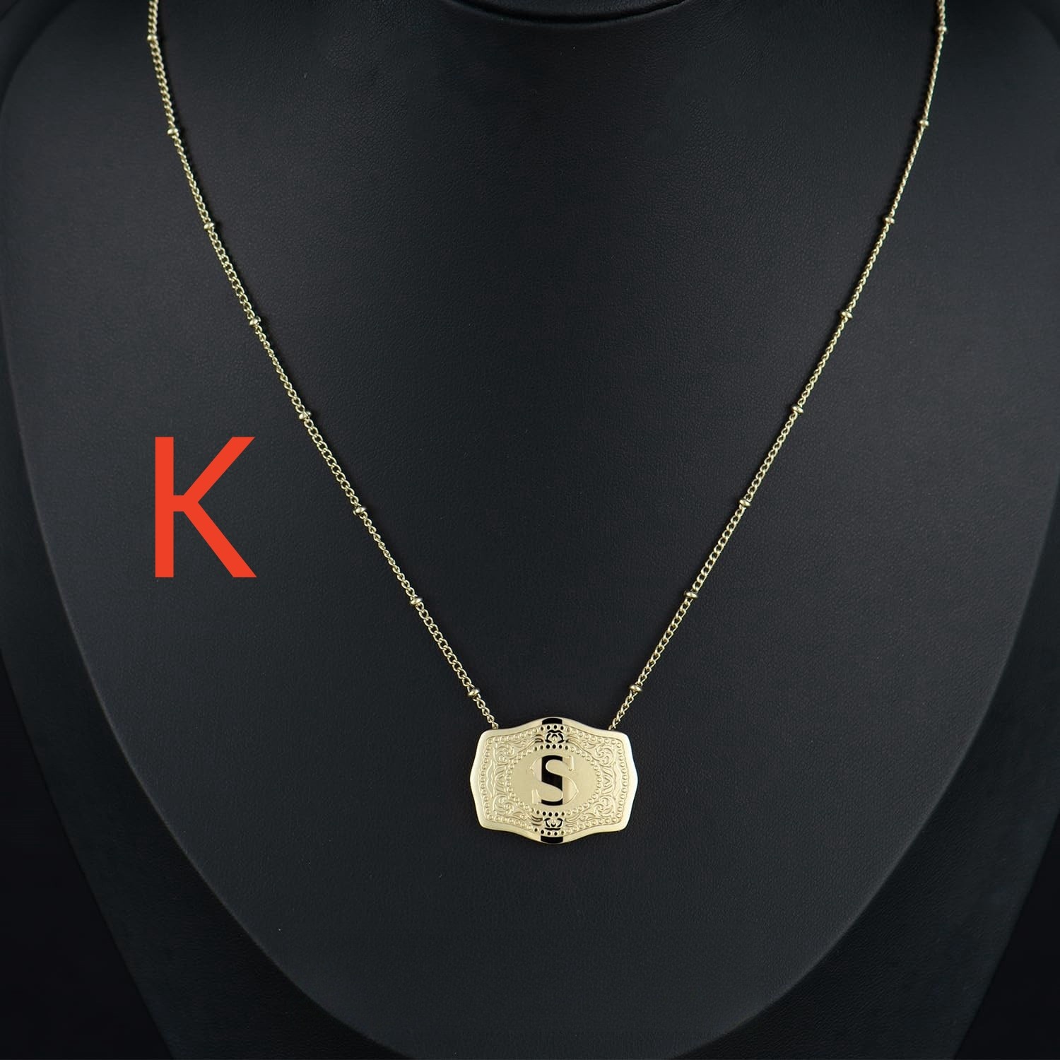Gold-plated Embossed Slim Chain Adjustable Necklace