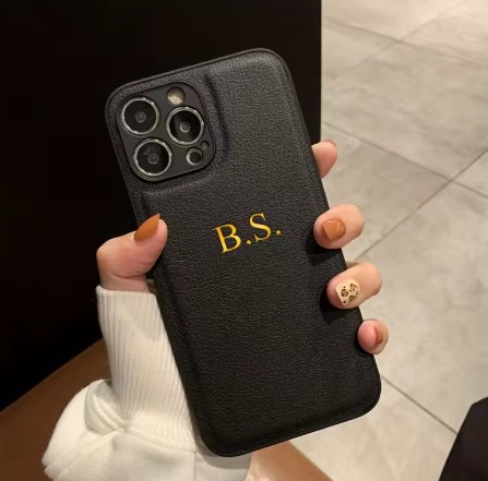 Personalized Gold-embossed Name Luxury Leather Phone Case