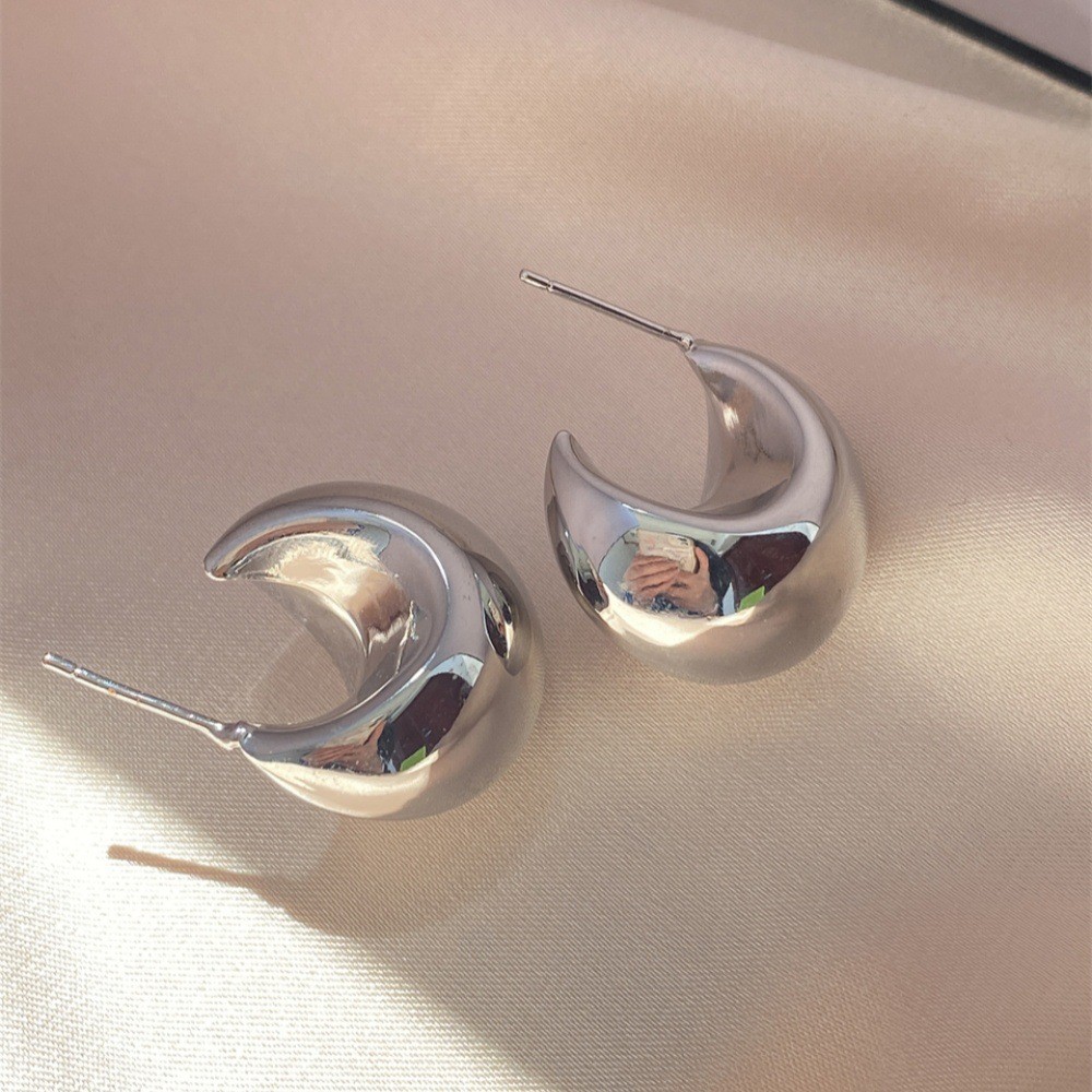 Women's Irregular Retro Inlaid Zirconium Thick C- Shaped Earrings