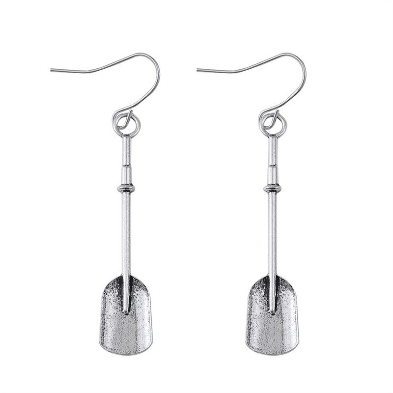 Retro Personalized Shovel Long Earrings Creative Ethnic Style Ancient Silver Alloy