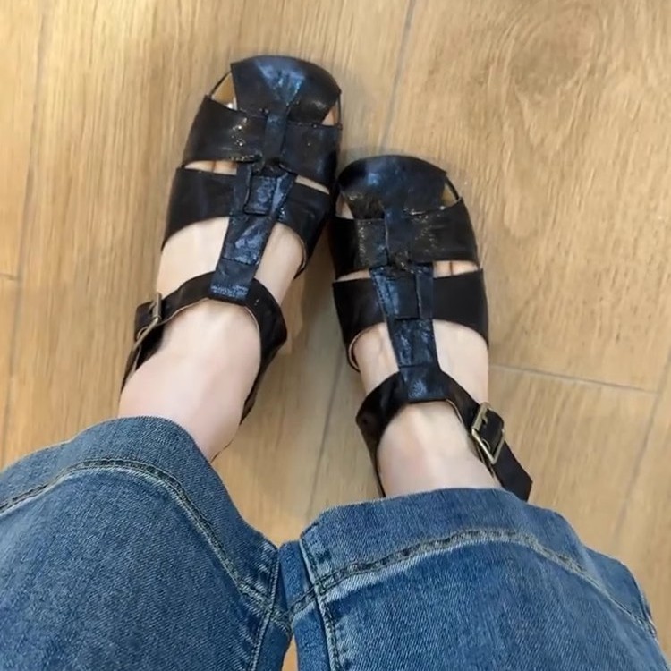 French Gentle Commuter Roman Shoes Women's Outer Wear Woven