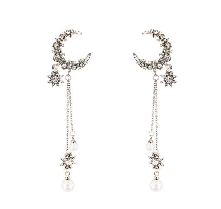 All-matching Long XINGX Tassel Full-jeweled Stud Earrings